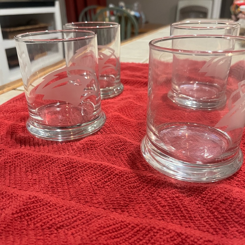 Glass Tumbler Set with Etched Eagle NWOT